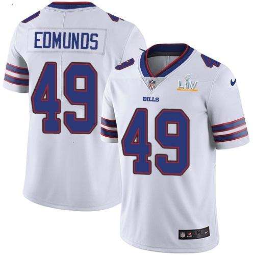 Men's Buffalo Bills #49 Tremaine Edmunds White 2021 Super Bowl LV Stitched Jersey